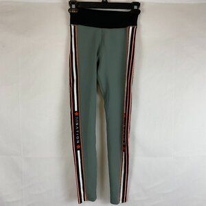 PE Nation Leggings XS Sage Green Black White Orange Stripe